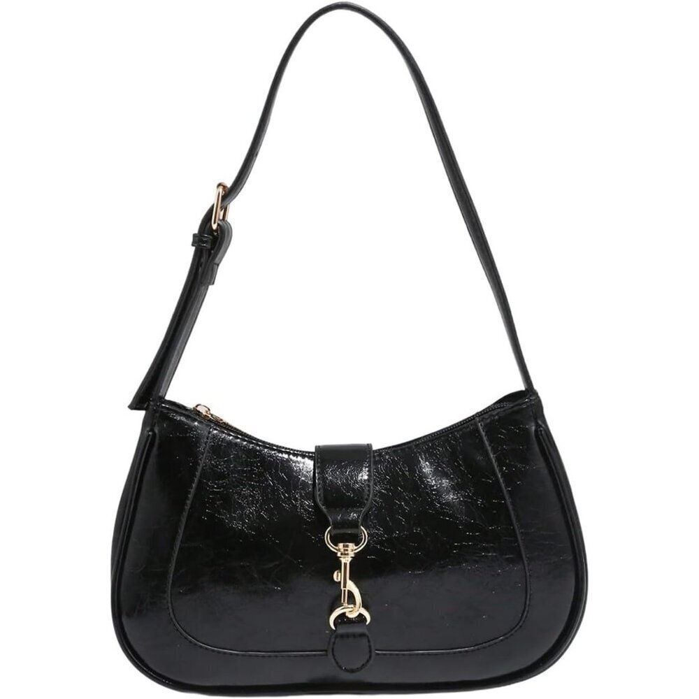 Women’s Black Retro Vintage Hobo Bag | Elegant Underarm Purse & Shoulder Bag